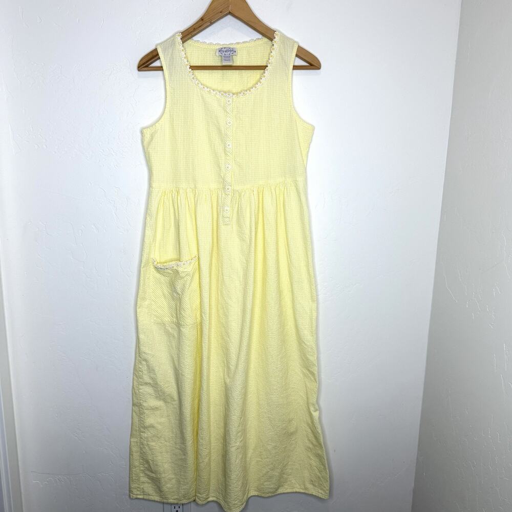 Lanz Of Salzburg Cottagecore Prairie Dress Womens Small Yellow Gingham Daisy
